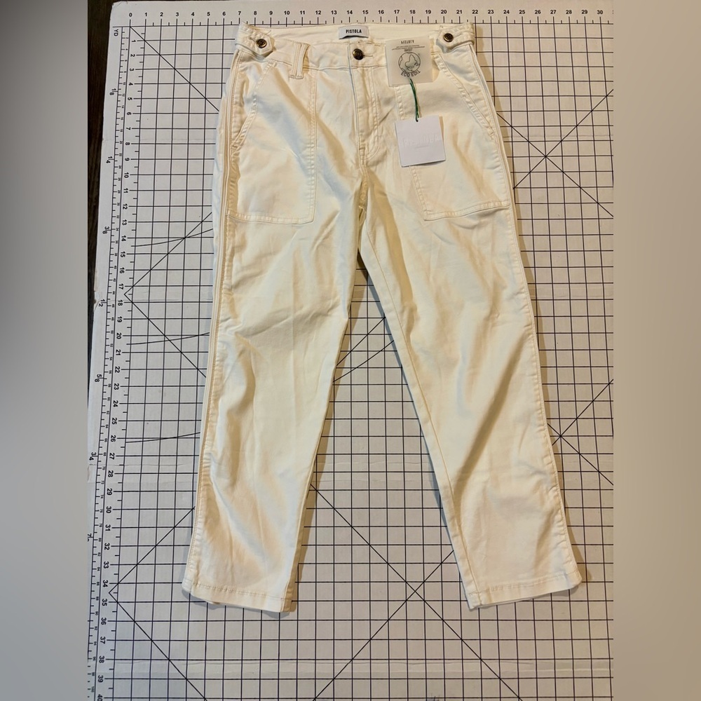 NWT Pistola Women’s Size 29 Off White Ecru‎ Erin High Rise Straight Leg Pants